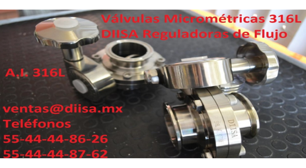 VALVULA DE MARIPOSA REGULADORA DE FLUJO MICROMETRICA CLAMP FERRULADA en Ciudad de México