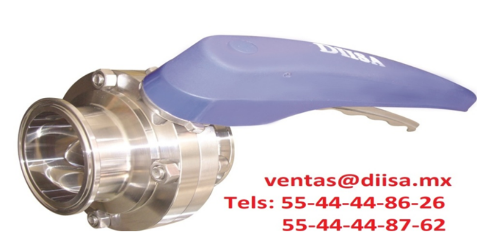 VALVULA DE MARIPOSA SANITARIA TRICLAMP CON MANIJA DOSIFICADORA 12 POSICIONES en Ciudad de México